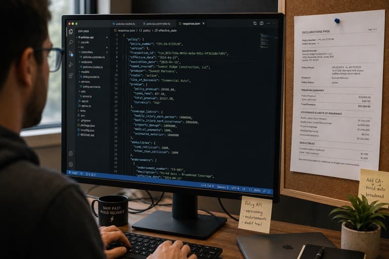 API response showing a posted ledger entry with its audit trail